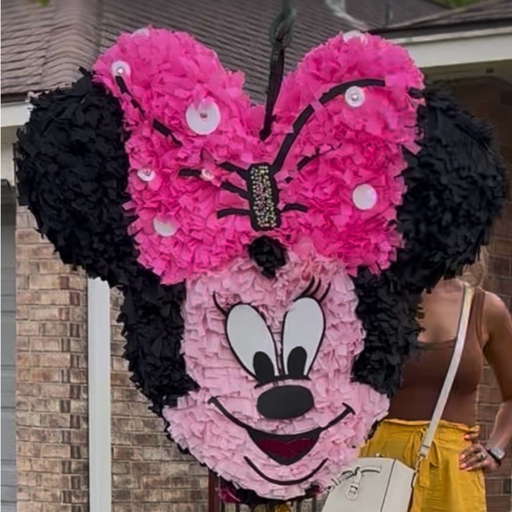 Pink and Black Minnie Mouse Piñata
